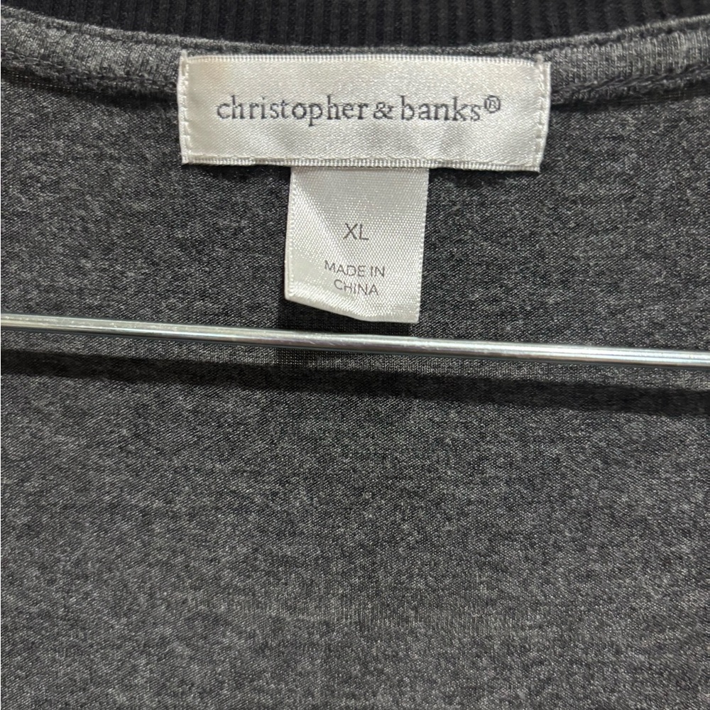Christopher & Banks Floral Stripe V-Neck Tunic in Black, White & Pink - Picture 5 of 5